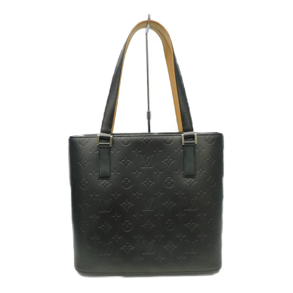 Louis Vuitton Stockton handbag shoulder Monogram Matte Noir metallic embossing